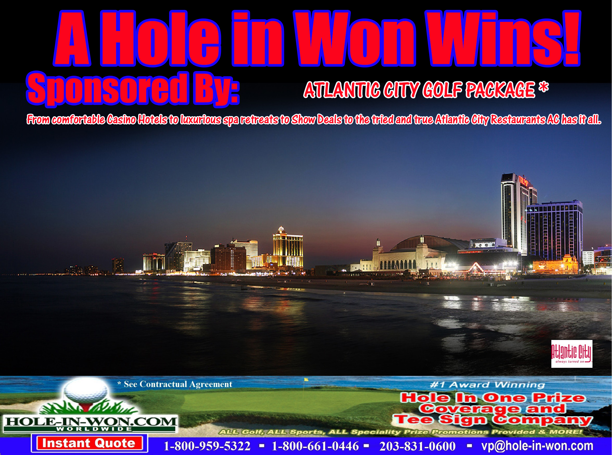 Atlantic City Hole in One Golf Hole Sign